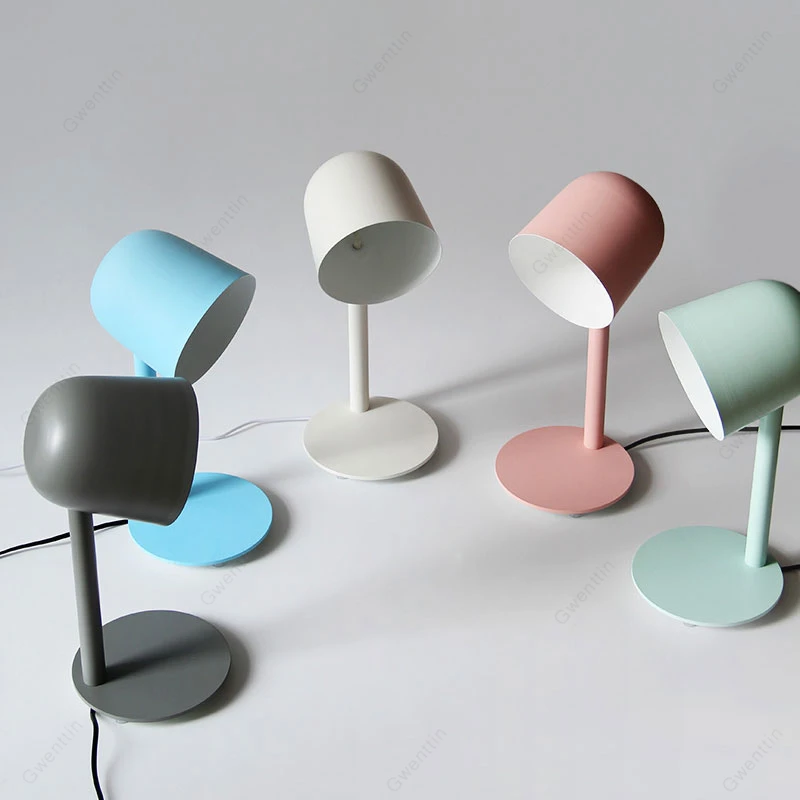 Скандинавские Макарон металлические настольные лампы для спальни прикроватная