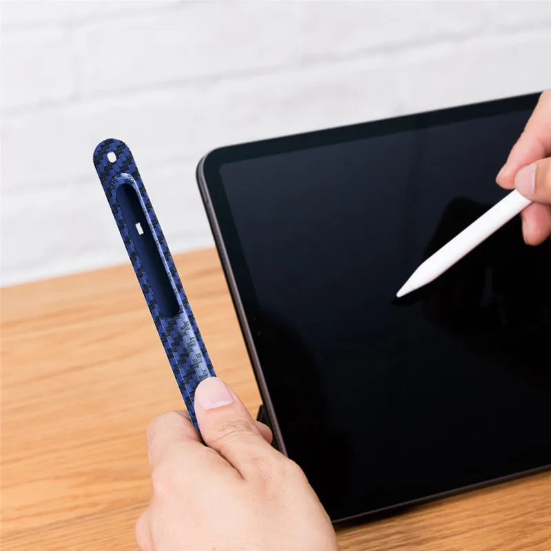 Carbon Fiber Leather For Apple Pencil 2nd Generation Case iPad 2 Holder Tablet Touch Pen Stylus Accessoires | Компьютеры и офис