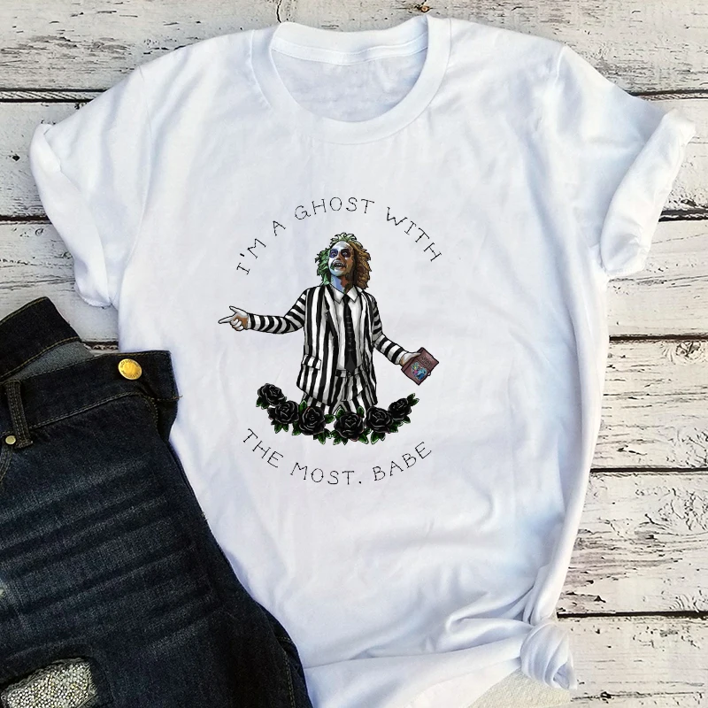 Графические футболки от Beetlejuice Хэллоуин ужас фильм женская одежда отряд ужасы