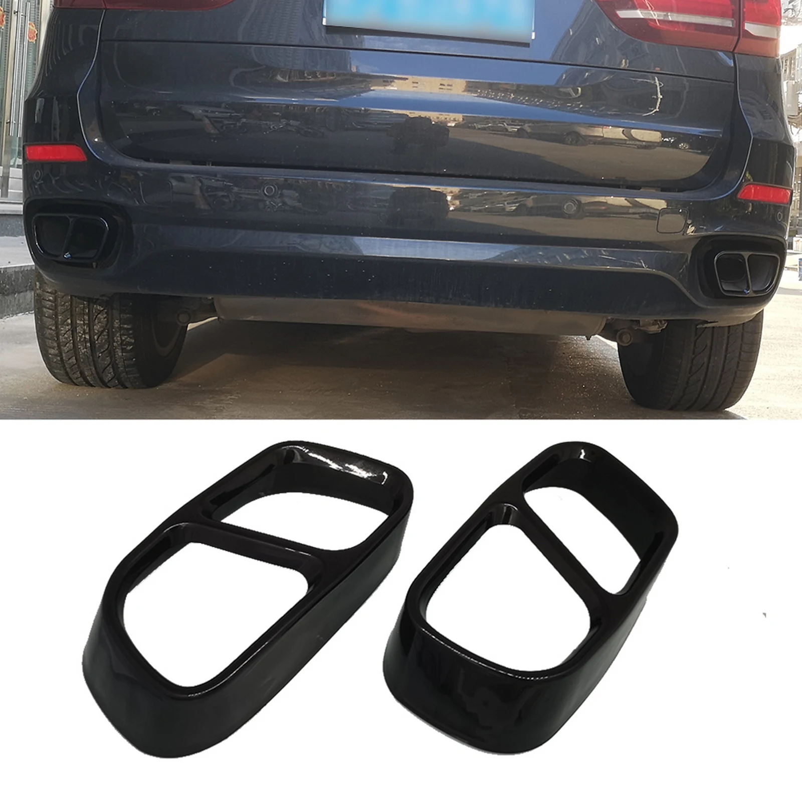 For BMW X5 F15 G05 X6 F16 X7 G07 2014-2018 M Sports Stainless Car Black Car Exhaust Pipe Cover Stickers Car Accessories