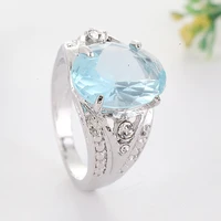 classic women blue stone ring fashion lady engagement wedding bands jewelry accessories for female friend party best gift