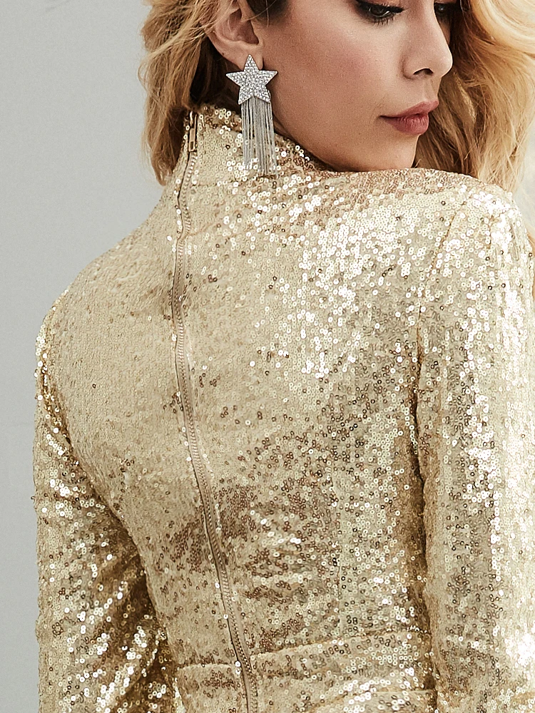 Missord 2021 летний женский боди с круглым вырезом и блестками длинным рукавом FT4748 |