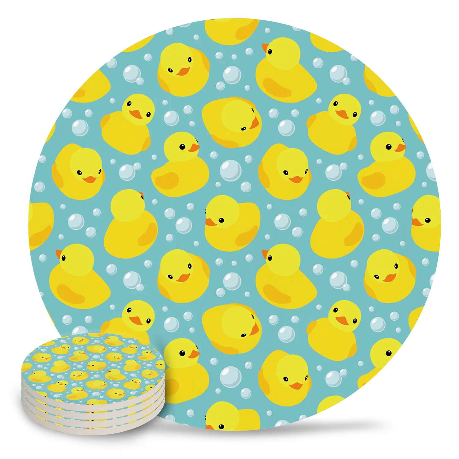 Duck Cute Water Droplets Placemat Ceramic Drink Coasters Table Decoration Absorbent Moisture |