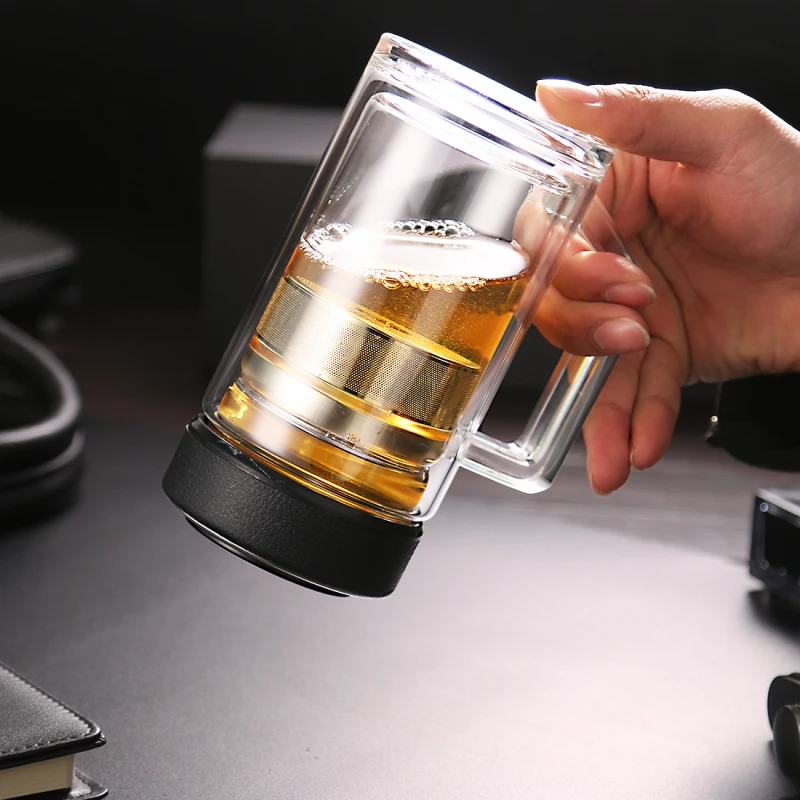 Стеклянная чашка для чая с двойными стенками термостойкая кружка из