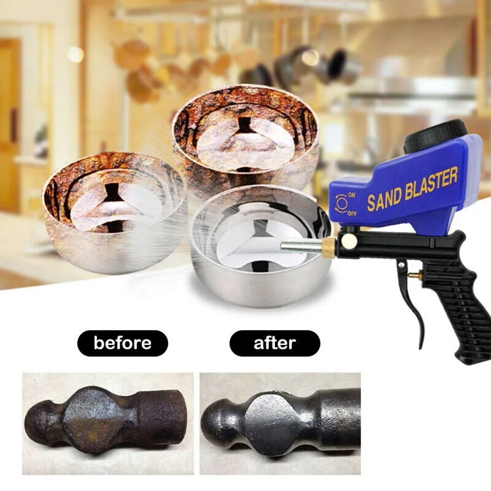 

Air Sandblasting Gun 70~150psi Handheld Sand Blaster Portable Shot Pneumatic Blasting 600cc Capacity Adjustable Sand Blaster Gun