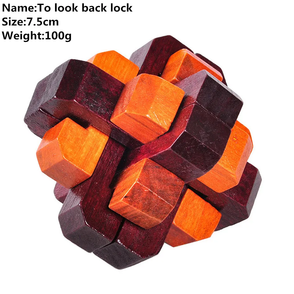 

Kong Ming To Look Back Lock Kids Adult Wooden Intellectual Puzzle Brain Tease Toy Educational Toys For Children