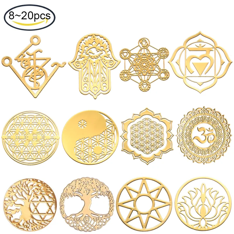 

8 Pcs Tree of Life Stickers Self Adhesive Golden Stickers Energy Tower Material for DIY Scrapbooks, Resin Crafts -Tree o Life