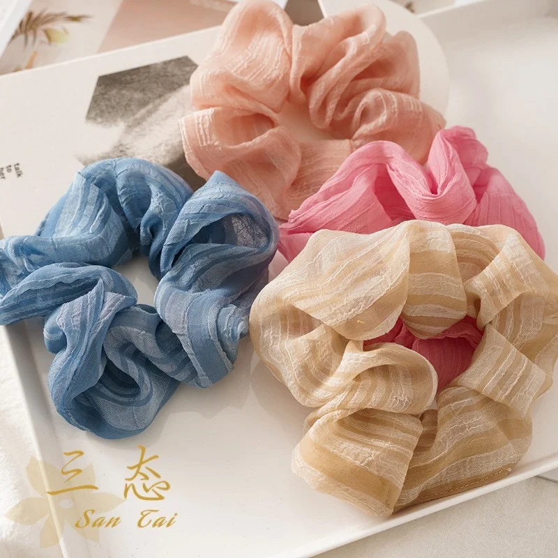 

Summer Organza Scrunchie Ponytail Holde for Lady Elastic Hair Bands Candy Color Ponytail Hair Circle Fashionable New Headdress