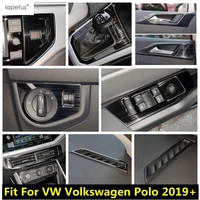 for vw volkswagen polo 2019 2022 head light button water cup holder window lift cover trim accessories stainless steel interior