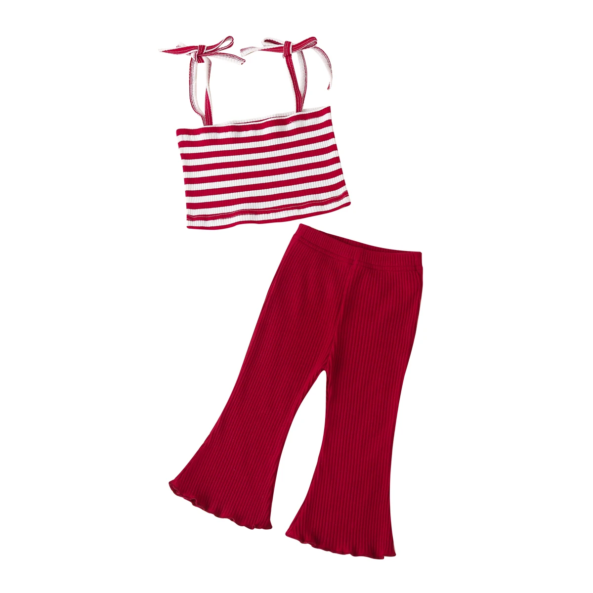 

Newborn Kids Girl Stripe Printing Two-pieces Set, Infant Girls' Square Collar Sleeveless Sling Tops Elastic Long Pants Set