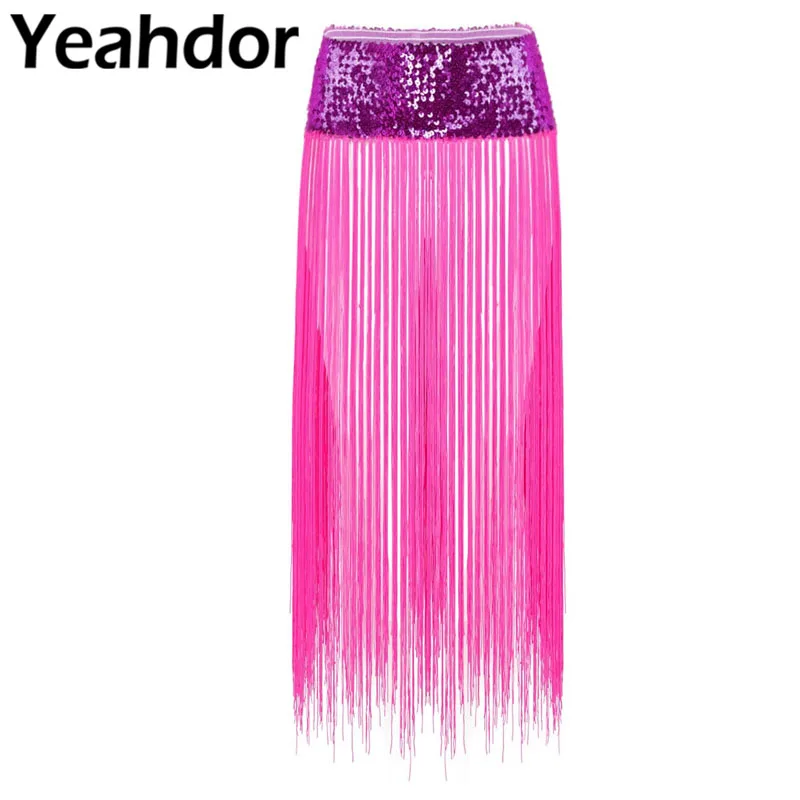 Женский шарфик в стиле бохо блестящий на бедрах с длинной бахромой эластичная