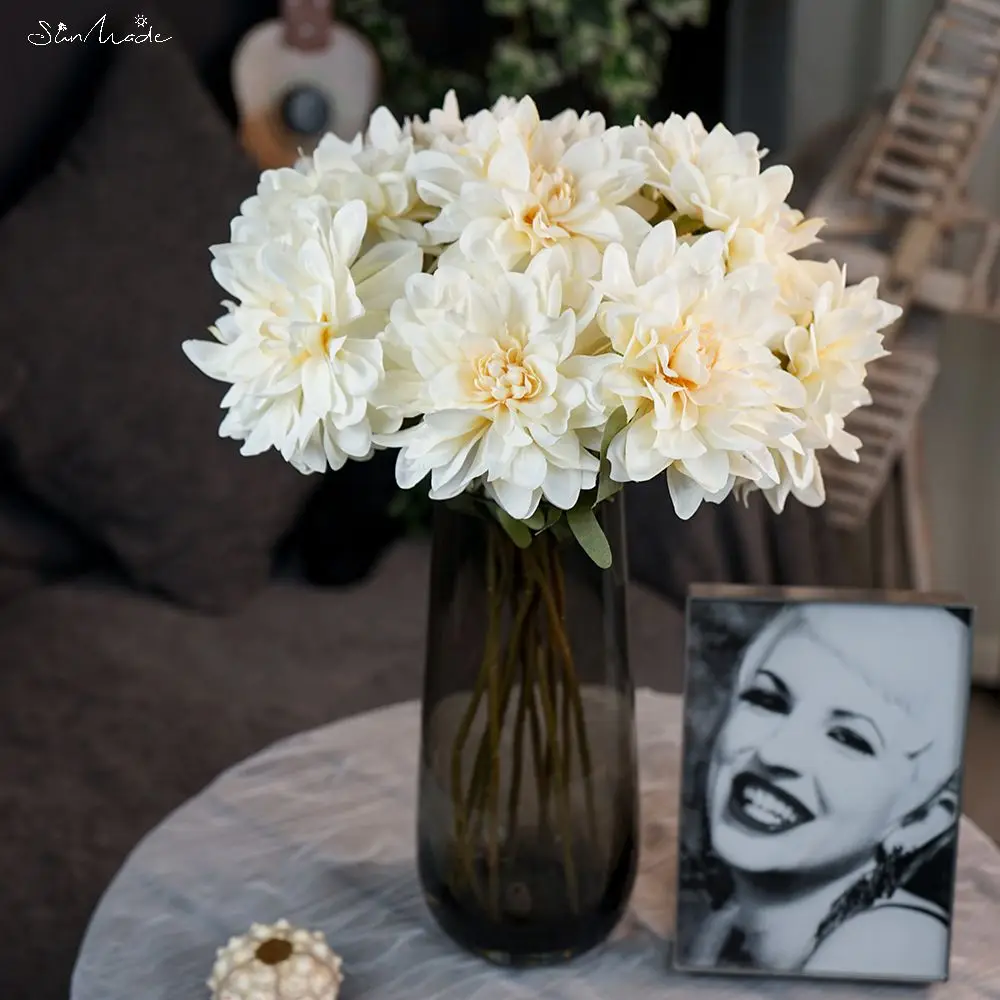 SunMade искусственные цветы из шелка Далии предметы для фотосъемки аксессуары