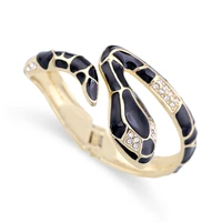 hahatoto trendy statement chunky enamel snake bangle cuff bracelet for women girls gold plated rhinestones crystal bracelet