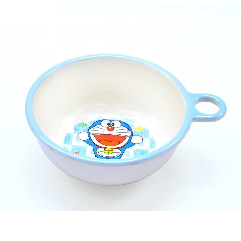

Doraemon Single Ear Bowl Children's Tableware Household Baby Anti-fall Cartoon Restaurant Eating Tableware
