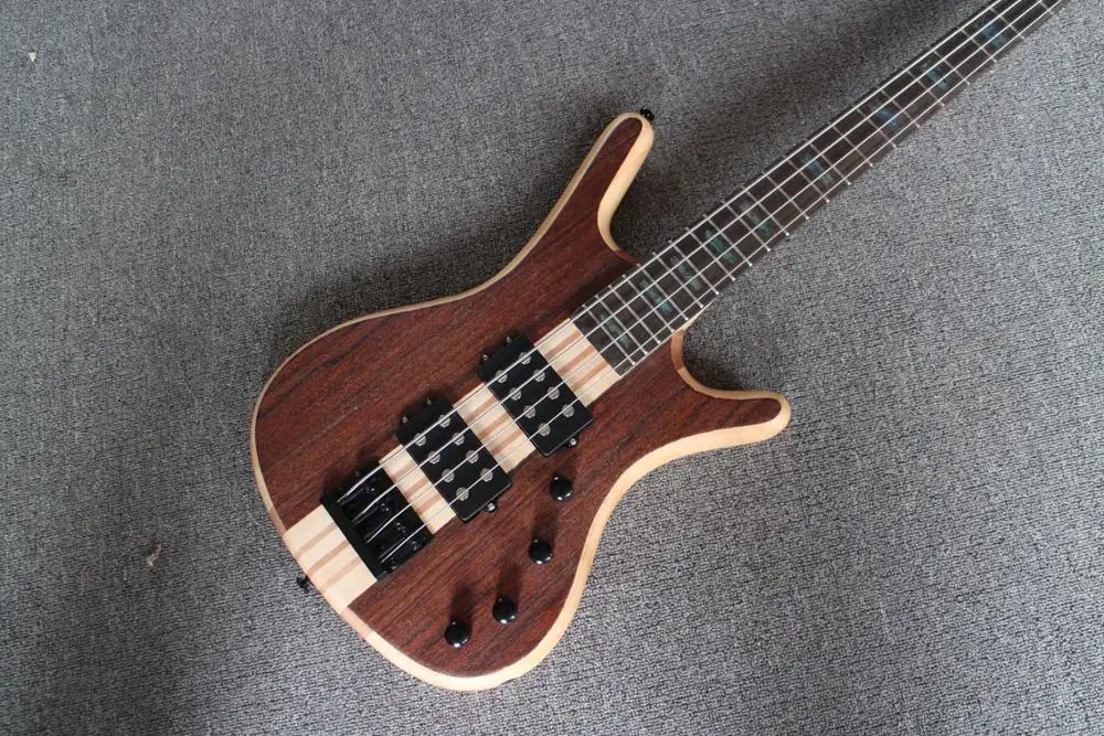 Шея через тело 4 струны электрогитары Гитара шпон розового дерева Топ бас гитара