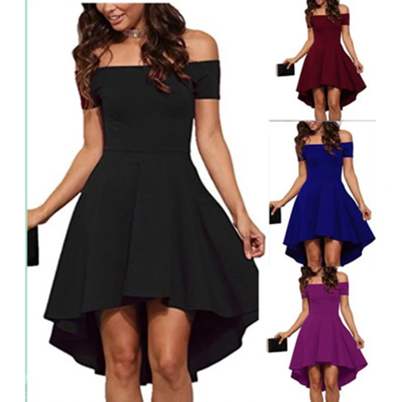 Новинка 2019 женское элегантное платье с открытыми плечами и коротким рукавом