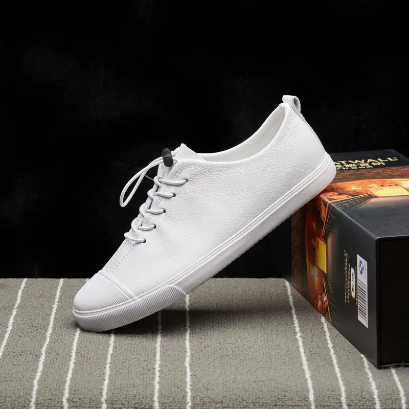 Кроссовки мужские из ПУ кожи модная повседневная обувь эластичная лента