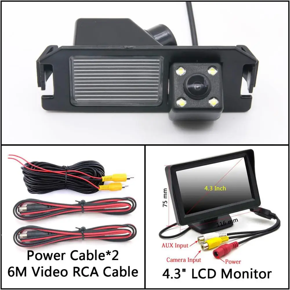 4 LED light Reverse Rear View Camera For kia plcanto Morning Rio 3 Soul MK1 MK2 Niro DE Car Parking Monitor Night Vision - Название цвета: Cam Add 4.3 inch LCD