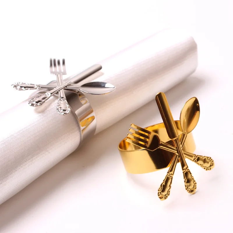 

6pcs/lot Metal Christmas Napkin Rings Holder Buckle Knife Fork Spoon Snowflake Shaped Wedding Party Banquet Table Ornaments