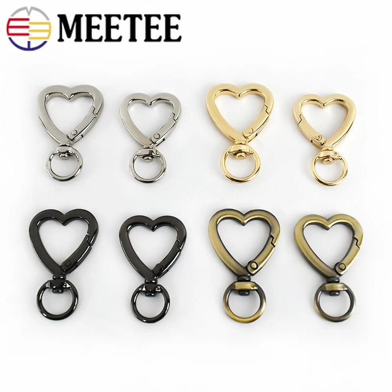 Meetee 5/10 шт. 11x4 0 мм/11x44 мм Пружинные пряжки в форме сердца металлическая открытая
