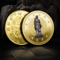 chinese style buddhas light shines on buddhas commemorative coins religious belief gold silver coin embossed metal craft badge