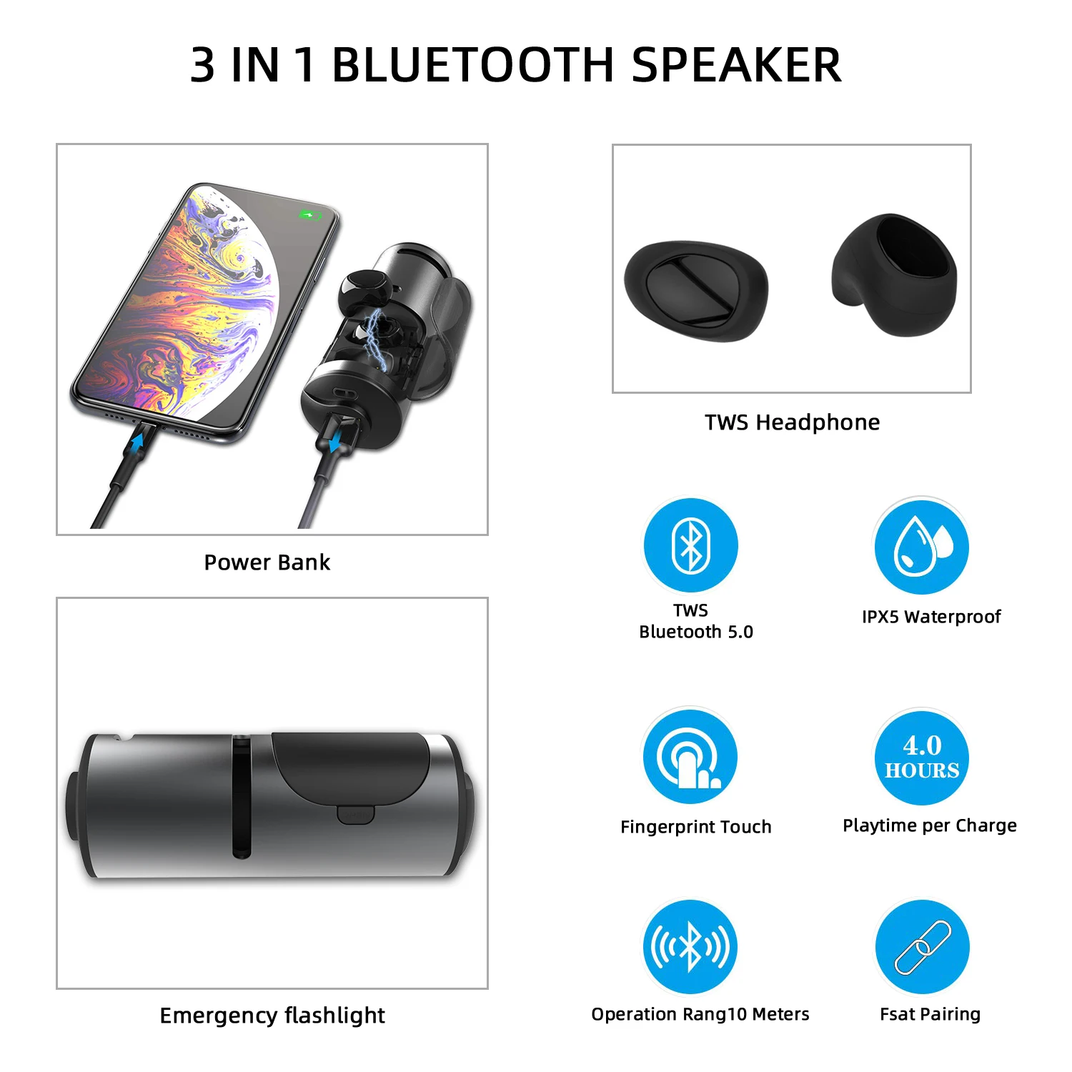 KAYINYUO, 9D, объемный звук, TWS, bluetooth наушники, 5,0, внешний аккумулятор, портативный динамик, 3 в 1, стерео, bluetooth гарнитура, беспроводная, спортивная