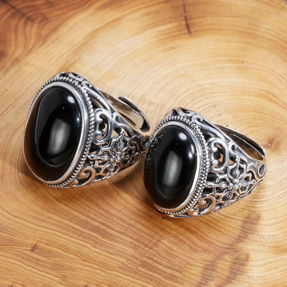 Реальные твердого стерлингового серебра 925 мужские кольца в винтажном стиле