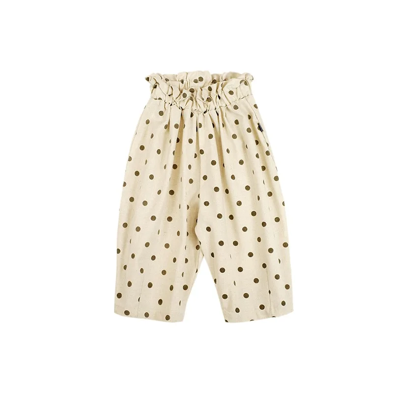2020 г. Летние милые штаны в горошек для девочек детские длиной 3/4 | Мать и ребенок