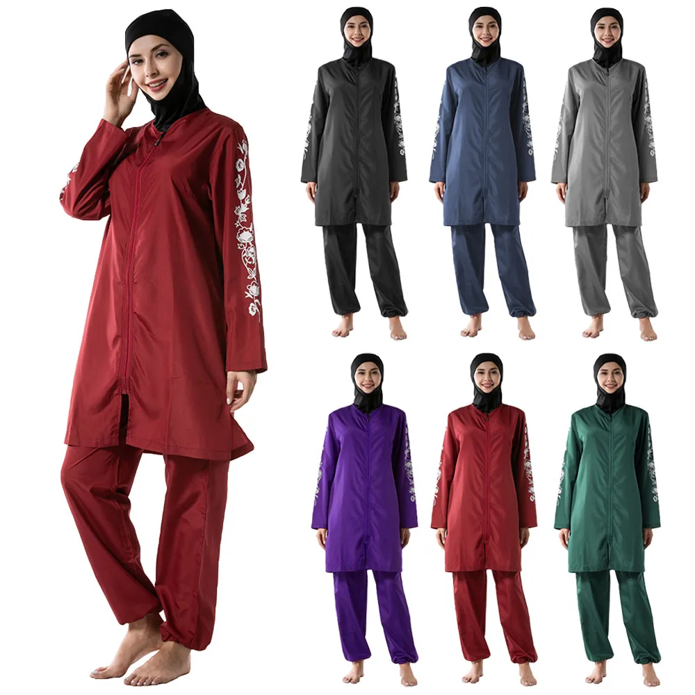 

Full Cover Swimwear Muslim Women Burkini Hijab Swimsuit 3pcs Modest Bathing Suit Islamic Swim Surf Beach Wear Arab Beachwear New