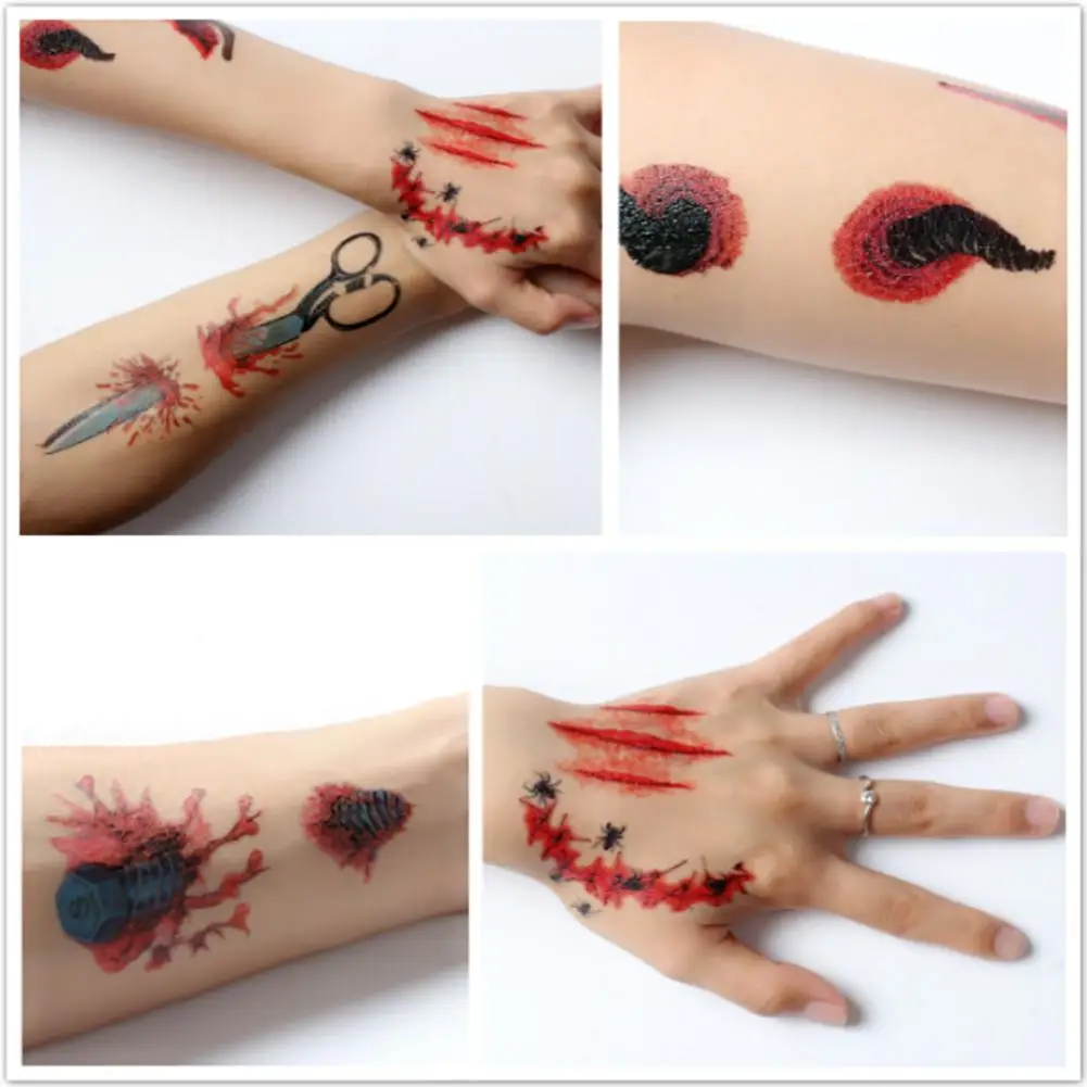 

Временные татуировки для Хэллоуина, блестящие шрамы, ручка татуировка y, ручка татуировка