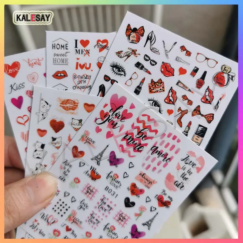 

Сексуальные красные губы любовь наклейки для ногтей клейкие слайдеры женские наклейки для дизайна ногтей для маникюра наклейки мультфильм...