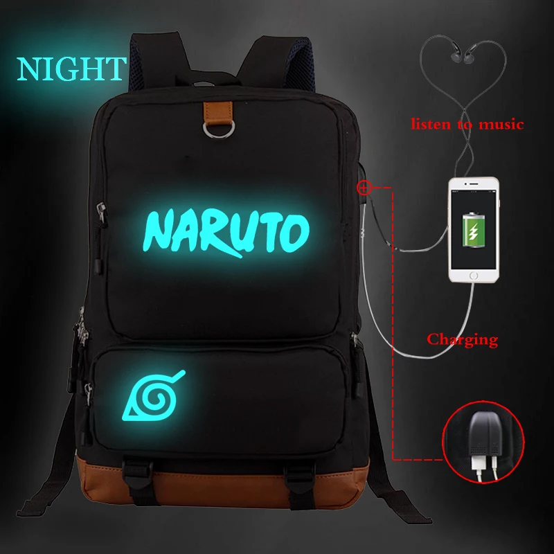 Светящийся вместительный рюкзак унисекс школьные ранцы Наруто дорожная сумка