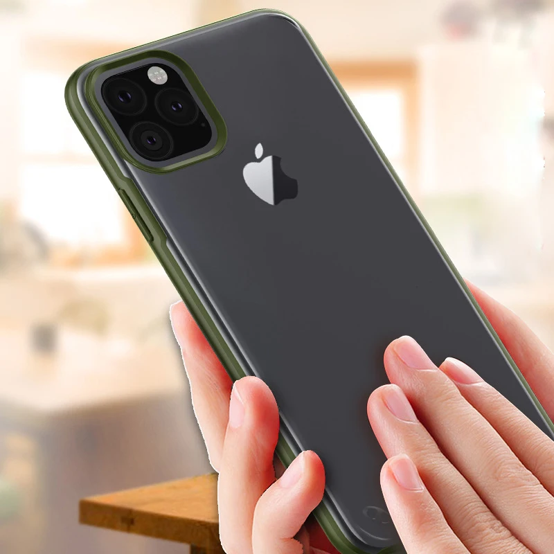 Чехол для iPhone 11 Pro Max SE 2020 модный Прозрачный ударопрочный Матовый сенсорный чехол X