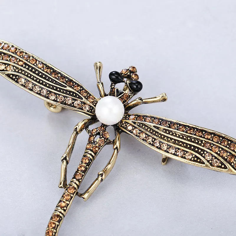 Женская Винтажная брошь в форме стрекозы MAIKALE жемчужные стразы броши с