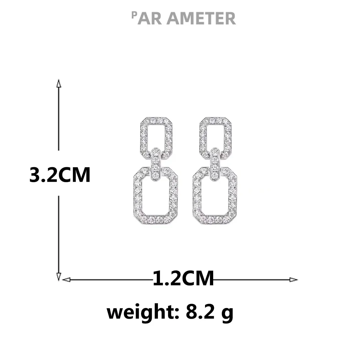 

Fashion Jewelry Crystal Geometry Lady Earrings Square Hollow Earrings S925 Silver Needle Temperament Short Jewelry Wholesale
