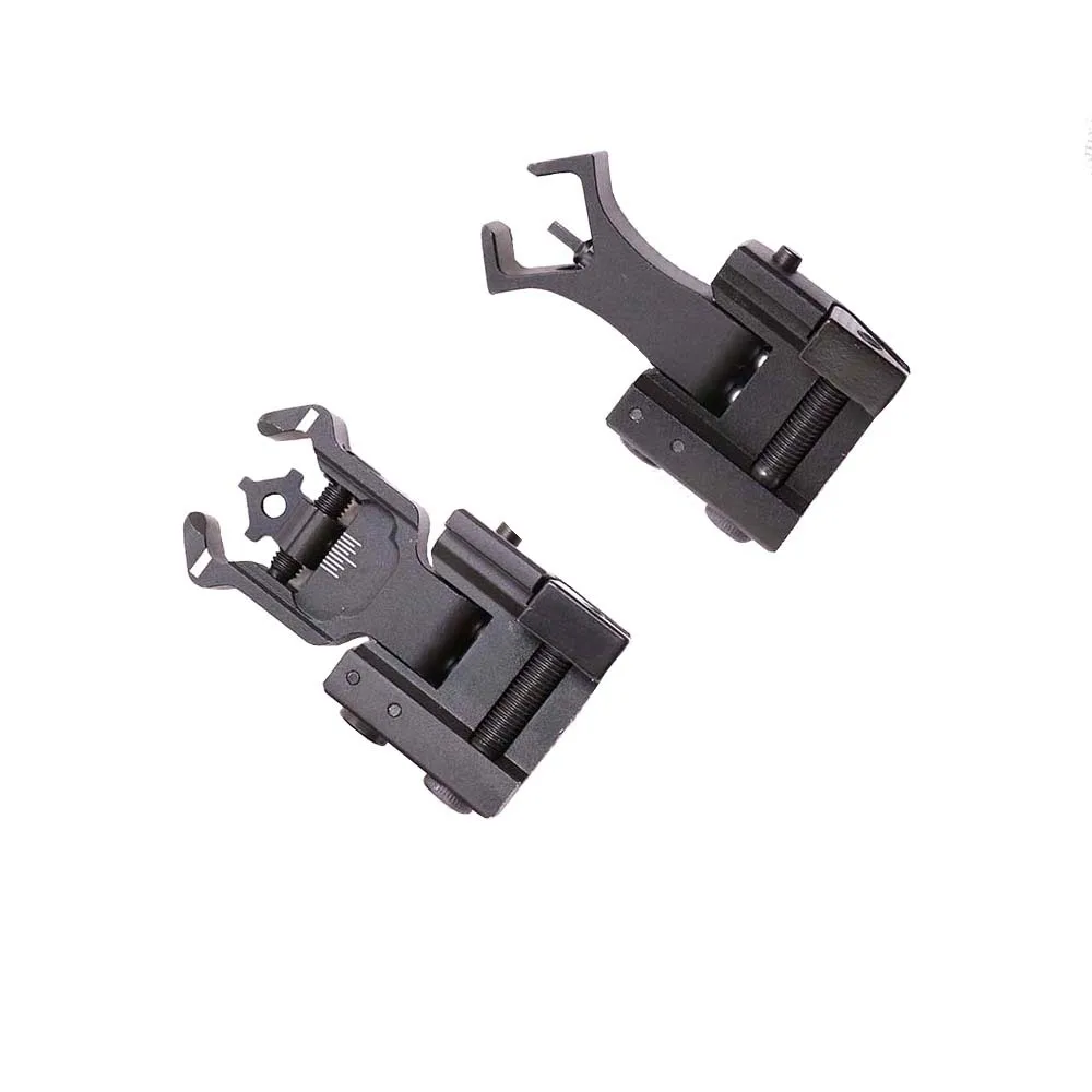 

Tactical Folding Flip up Front Rear Iron Sight Set Dual Diamond Shape Hunting Picatinny Rail Mount Back Up Sight