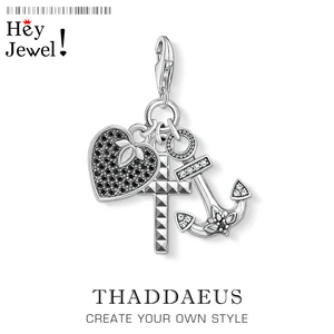 Подвеска с крестом в виде сердца, якоря, подходит для браслета, новинка весны 2020, серебро 925 пробы, Вера, любовь, надеюсь, подарок для женщин и мужчин, ювелирные изделия