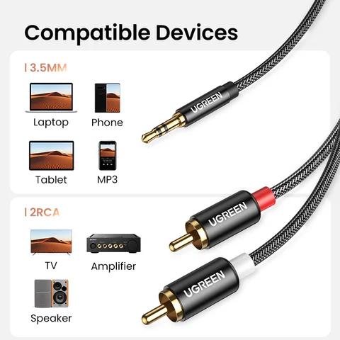 UGREEN RCA кабель 2RCA - 3.5 мм для аудио — пример использования