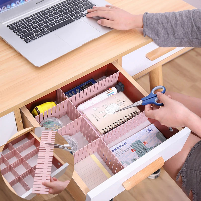 

4pcs Adjustable Drawer Divider DIY Plastic Drawer Separator Cabinet Drawers Grid Household Underwears Socks Storage Organizer