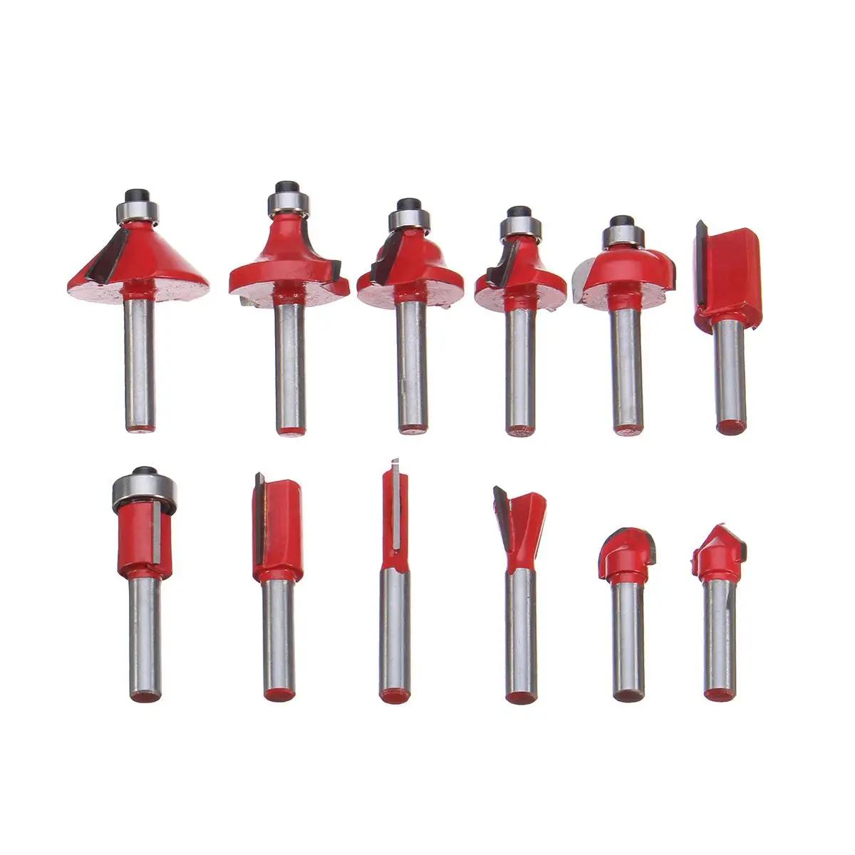 

12pcs/set Woodworking Milling Cutters 1/4'' Shank Carbide Router Bit For Wood Cutter Engraving Cutting Tools