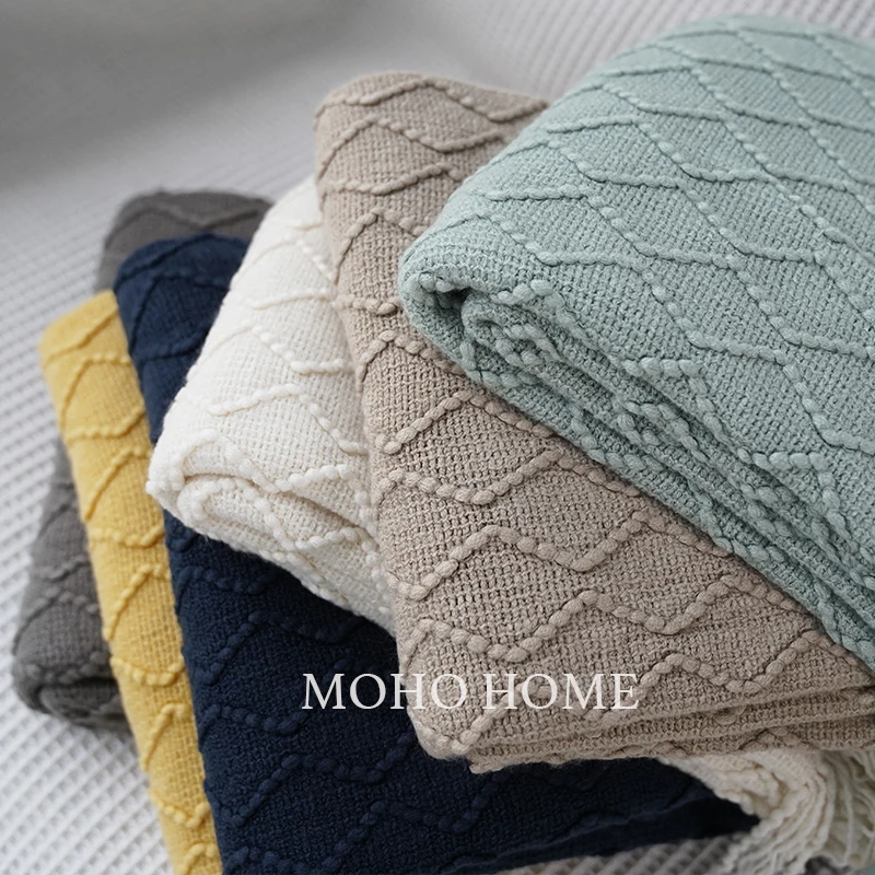 Североевропейское вязаное шерстяное одеяло полотенце скандинавский диван
