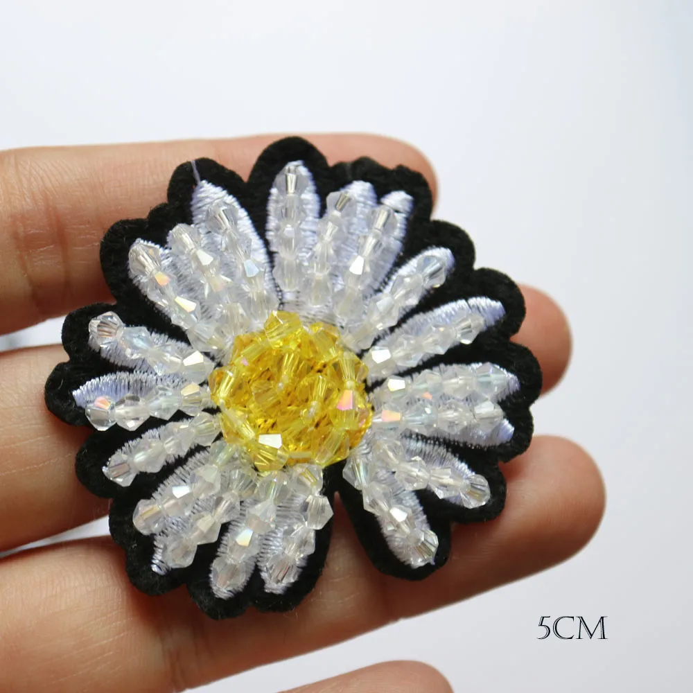 3 шт./лот Цветочные бусины нашивки для одежды блестки со стразами Аппликации