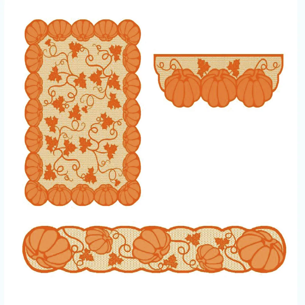 Thanksgiving Day Pumpkin Maple Lace Tablecloth Fireplace Cloth Placemat Set Table Holiday Decoration | Дом и сад