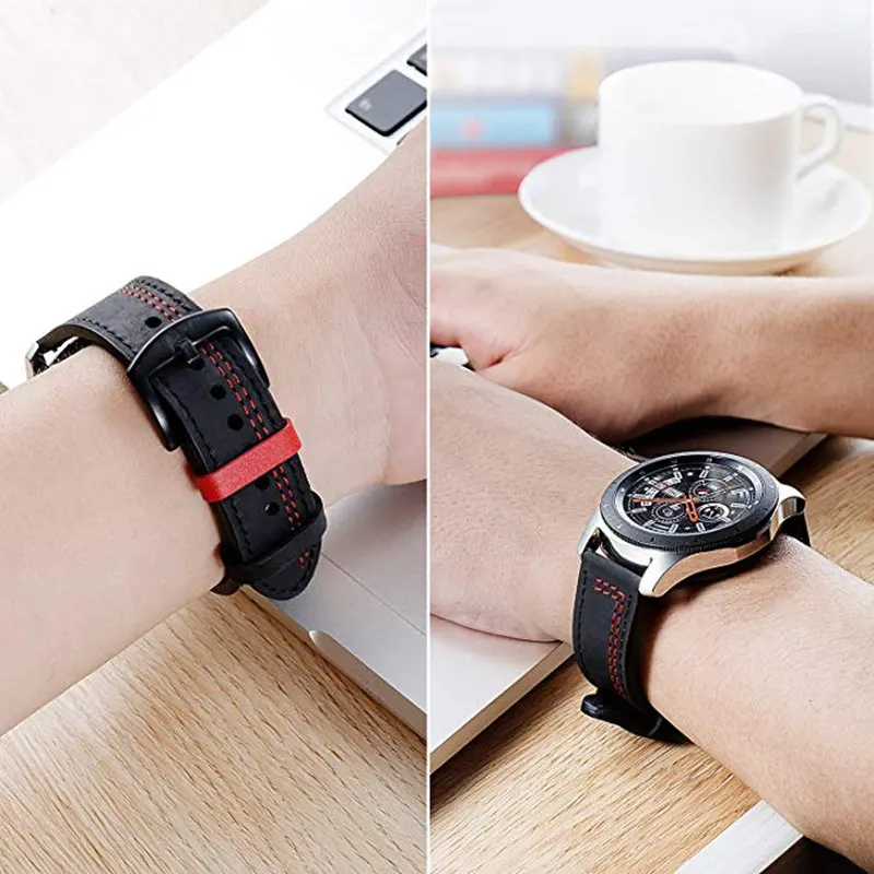 

22mm Solid Metal Band For Samsung Galaxy Watch 3 45mm Gear S3 Band Leather Bracelet For Galaxy Watch 46mm Huawei Watch GT2