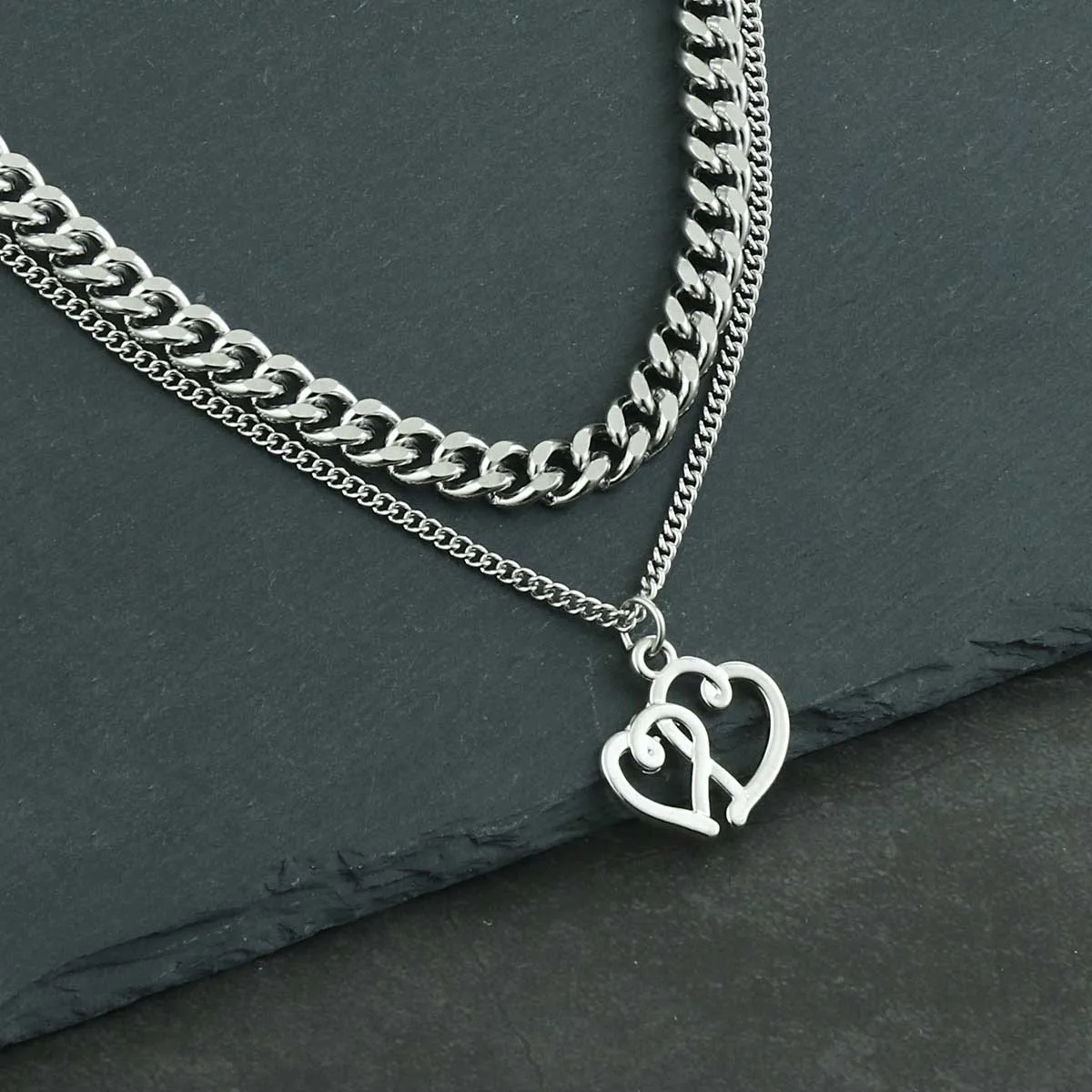 Женское Двухслойное ожерелье из нержавеющей стали с гравировкой | Украшения и