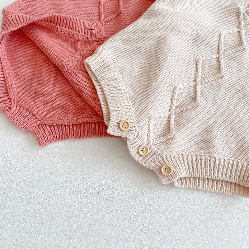 

Newborn Infant Baby Boys Girls Pure Color Knit Rompers Clothing Spring Autumn Kids Boys Girl Long Sleeve Rompers Clothes
