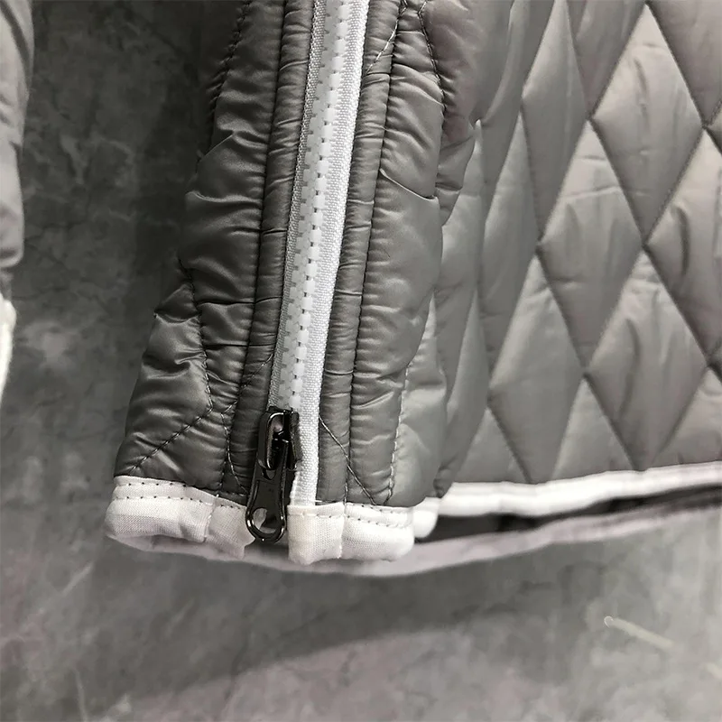 

2021 Fashion TB THOM Brand Cotton Clothes Men Pullover Jacket Loose Diamond Lattice Stand Collar Thick Winter Casual Coat