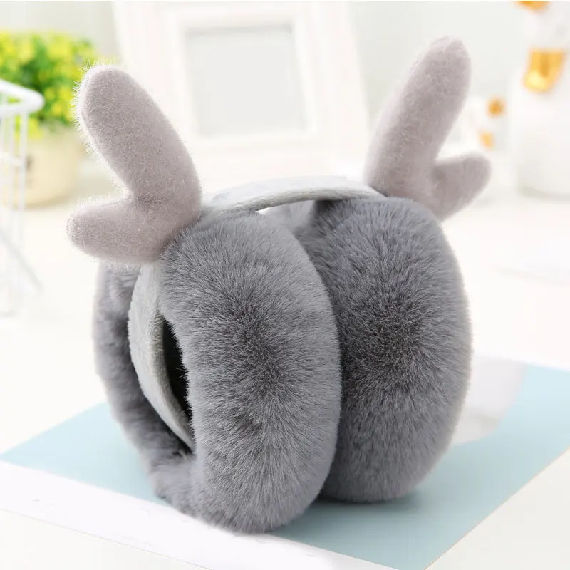 Женские/женские пушистые наушники U-образные оленьи однотонные зимние теплые