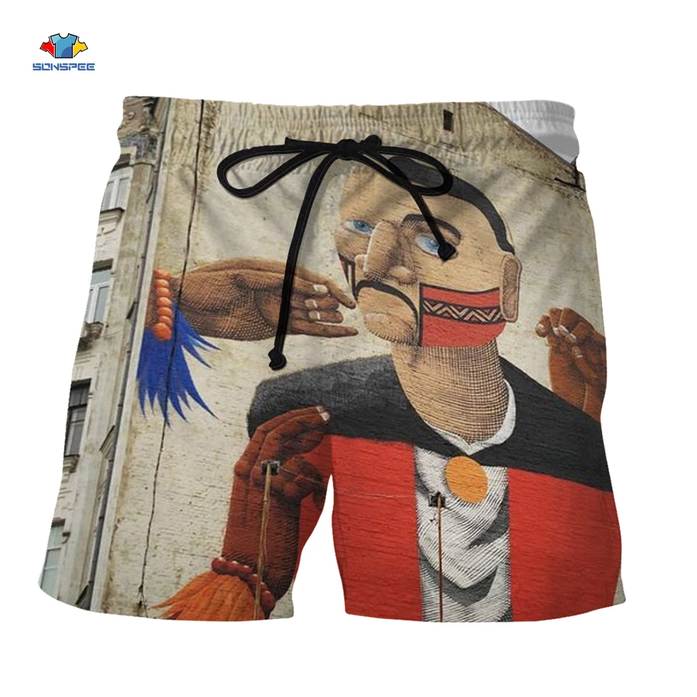 

SONSPEE Summer Graffiti Stree Art Men 3d Print Party Funny Board Shorts Mens New Swimming Shorts Party Fashion Casual Shorts