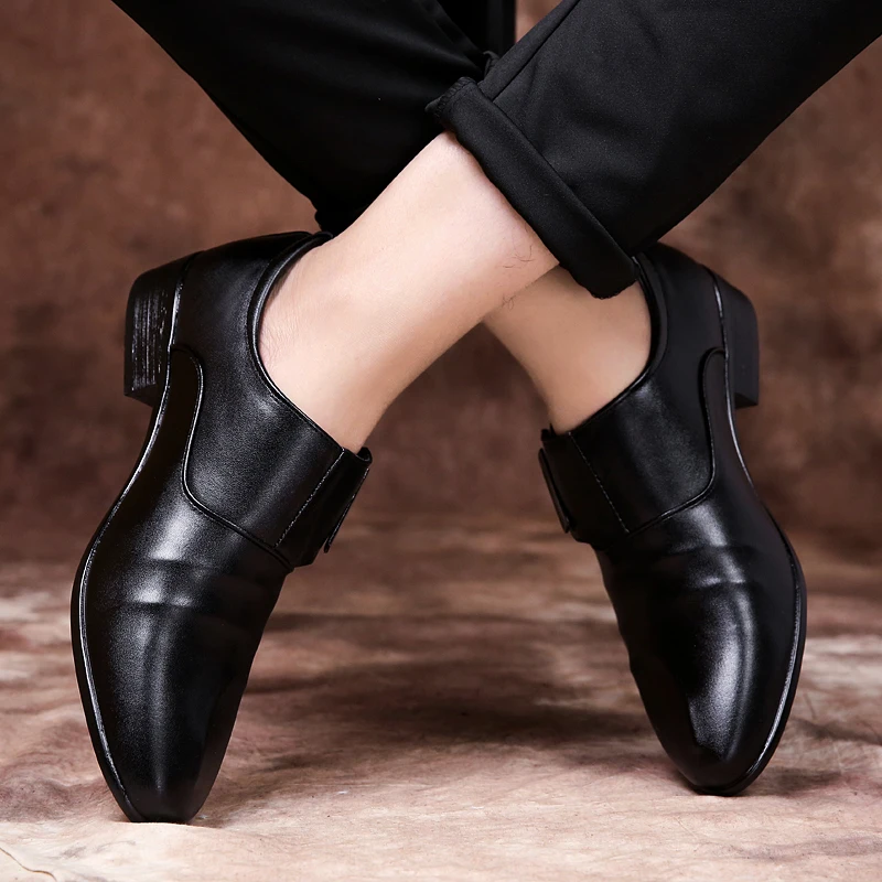

Autumn and winter leather shoes men's business Korean style pointed toe men's singles soft leather plus size 48 men's shoes